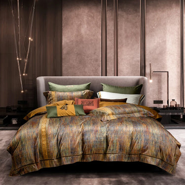 Luxury Gold Jacquard Egyptian Cotton 1200TC Embroidered European Bedding Set